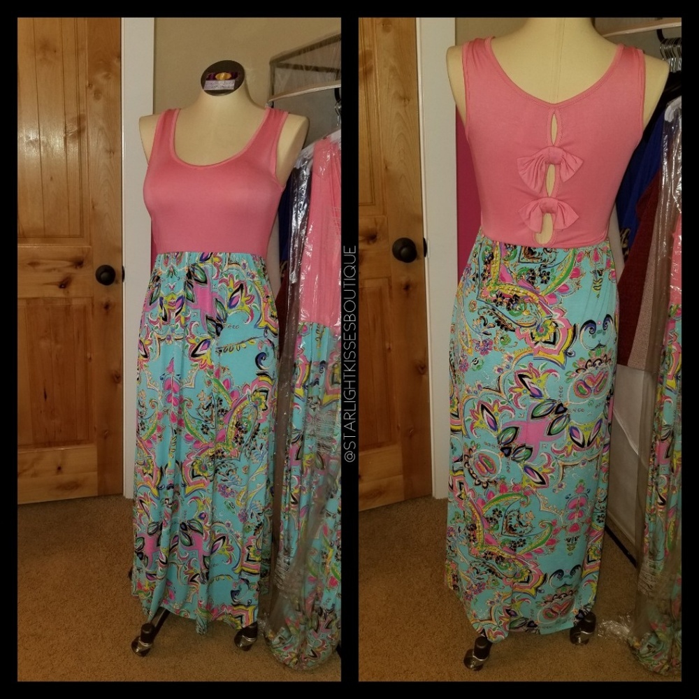 Floral Printed Maxi Dress with Bow Detail